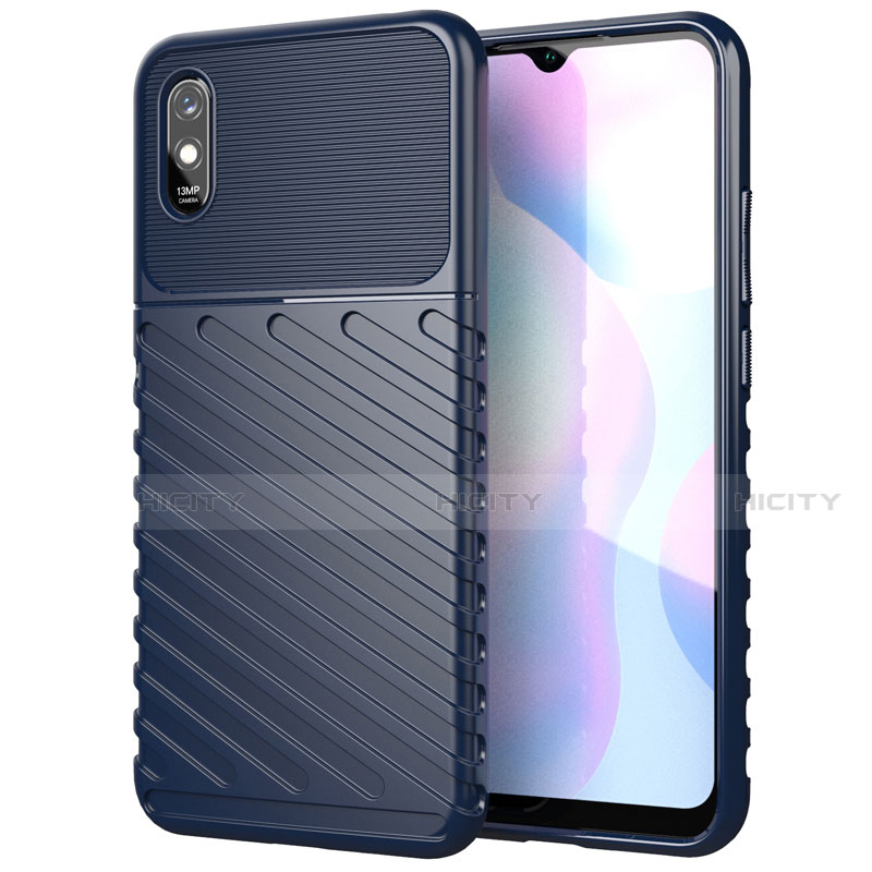 Coque Silicone Housse Etui Gel Line S01 pour Xiaomi Redmi 9A Bleu Plus