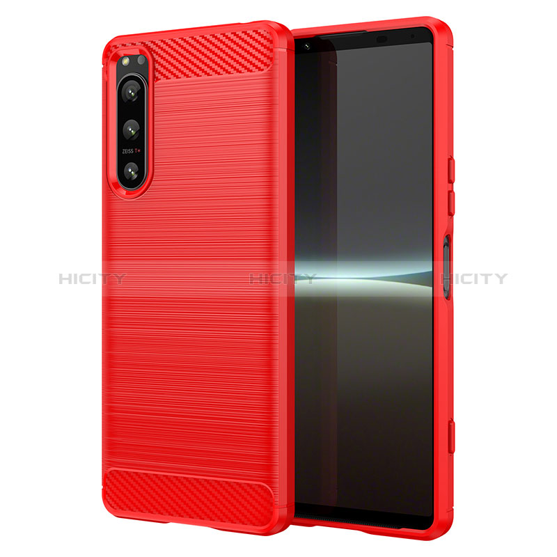 Coque Silicone Housse Etui Gel Line S02 pour Sony Xperia 5 IV Rouge Plus