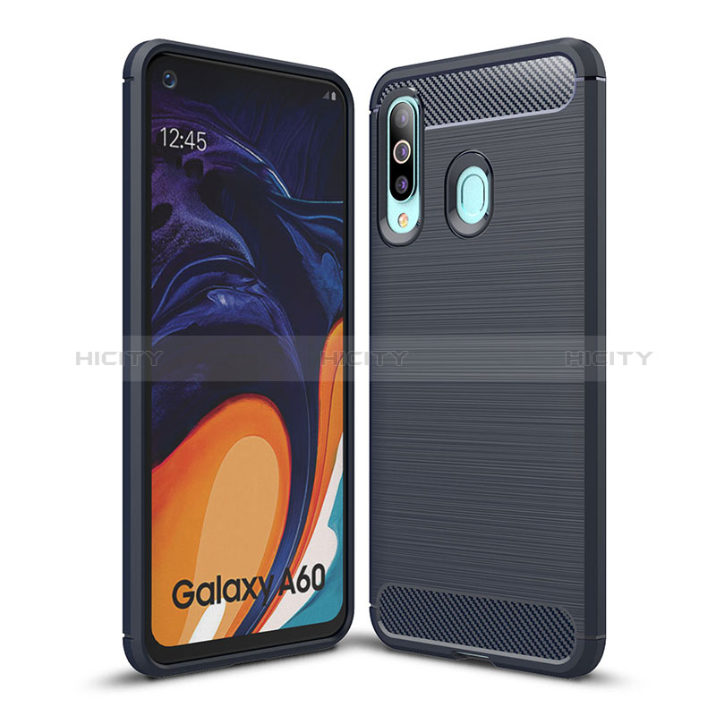 Coque Silicone Housse Etui Gel Line WL1 pour Samsung Galaxy A60 Bleu Plus