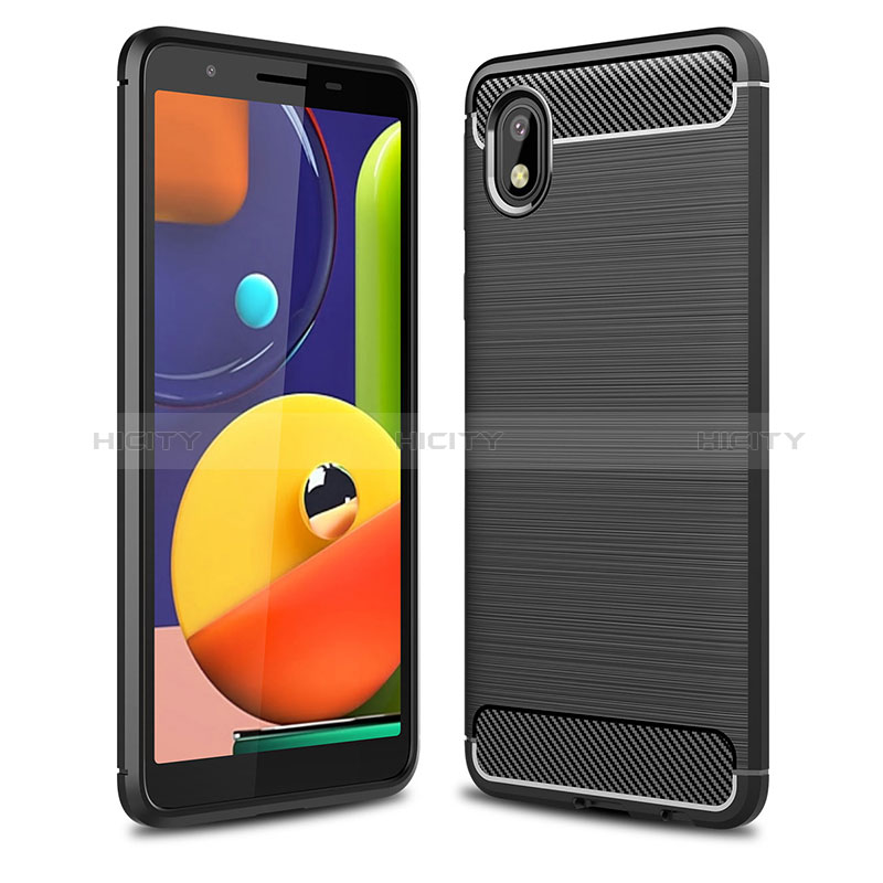 Coque Silicone Housse Etui Gel Line WL1 pour Samsung Galaxy M01 Core Noir Plus