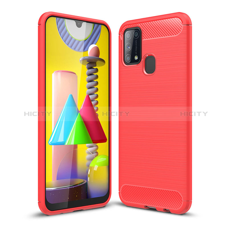 Coque Silicone Housse Etui Gel Line WL1 pour Samsung Galaxy M31 Prime Edition Rouge Plus