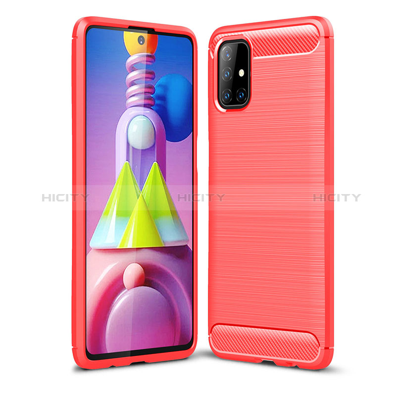 Coque Silicone Housse Etui Gel Line WL1 pour Samsung Galaxy M51 Rouge Plus