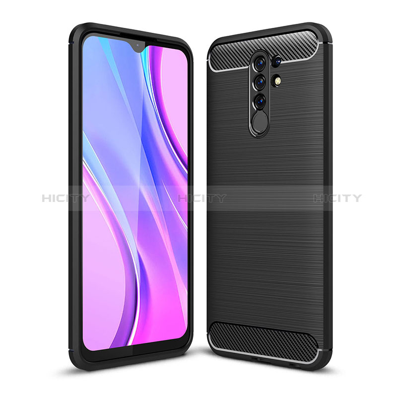 Coque Silicone Housse Etui Gel Line WL1 pour Xiaomi Poco M2 Noir Plus