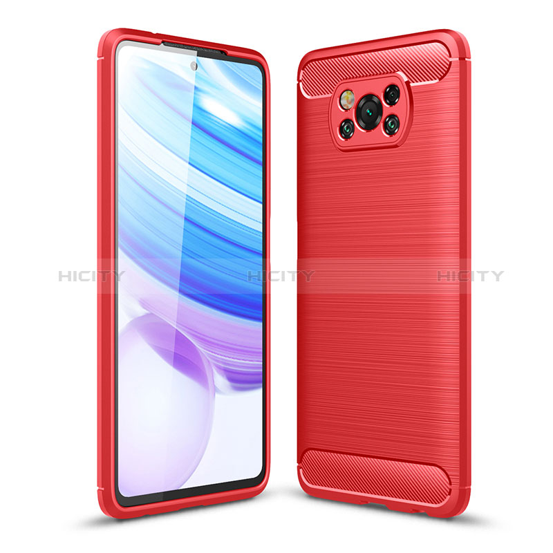 Coque Silicone Housse Etui Gel Line WL1 pour Xiaomi Poco X3 NFC Rouge Plus