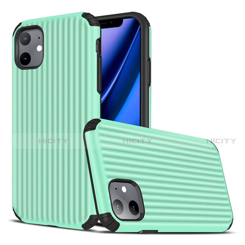 Coque Silicone Housse Etui Gel Line Z01 pour Apple iPhone 11 Cyan Plus