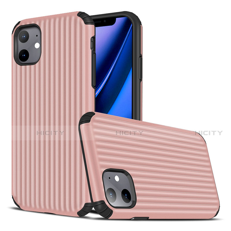 Coque Silicone Housse Etui Gel Line Z01 pour Apple iPhone 11 Or Rose Plus