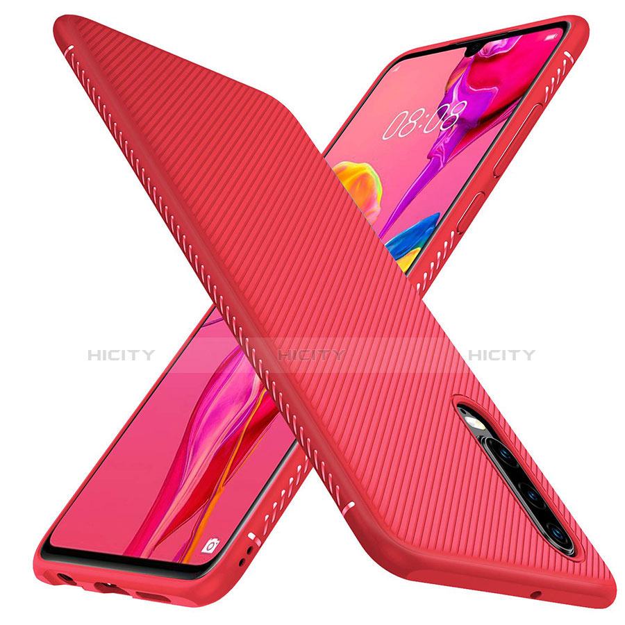 Coque Silicone Housse Etui Gel Serge G01 pour Huawei P30 Rouge Plus