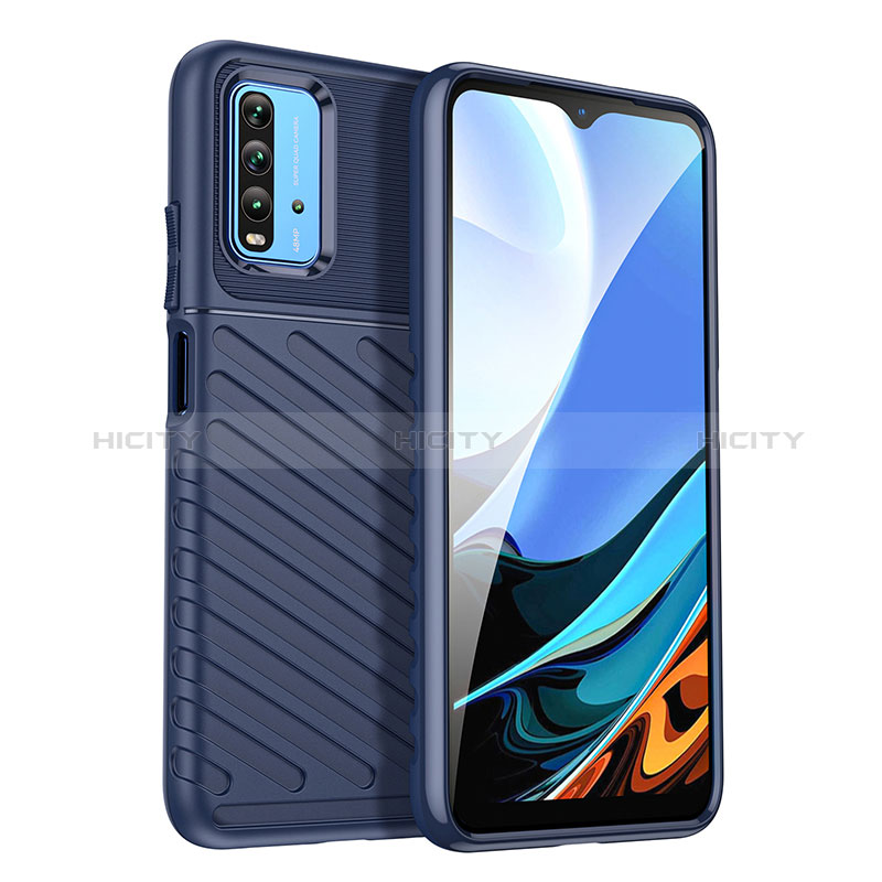 Coque Silicone Housse Etui Gel Serge MF1 pour Xiaomi Redmi 9 Power Bleu Plus