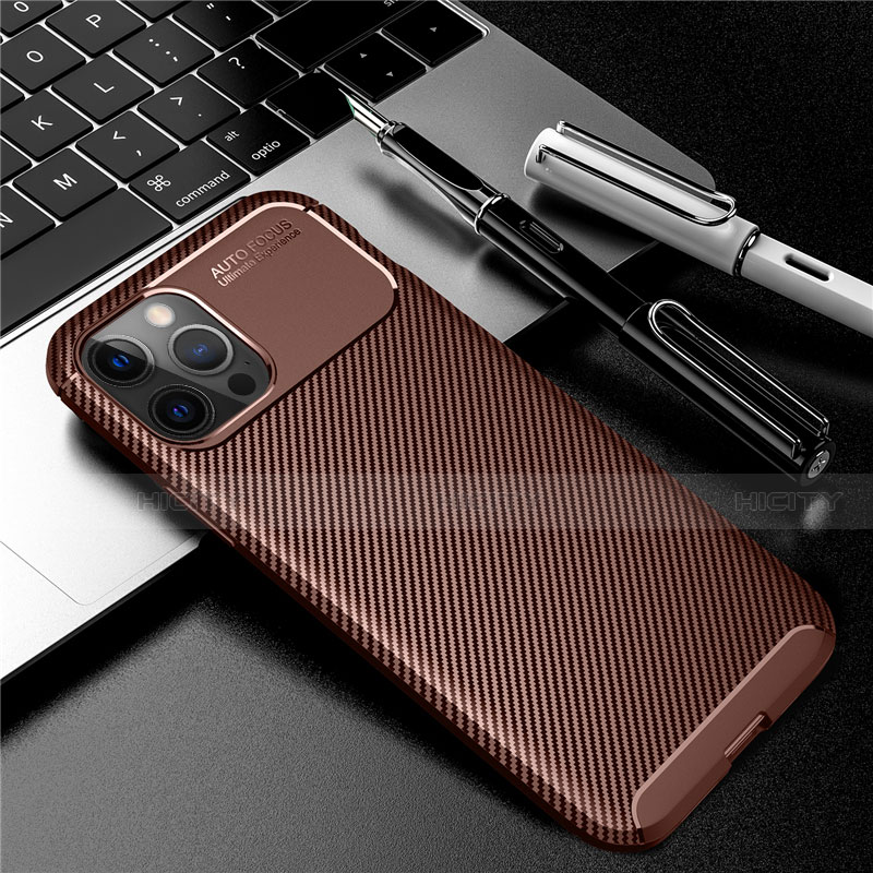 Coque Silicone Housse Etui Gel Serge pour Apple iPhone 12 Pro Max Marron Plus