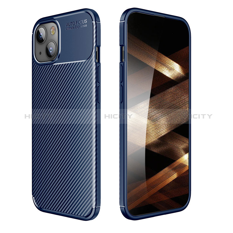 Coque Silicone Housse Etui Gel Serge pour Apple iPhone 15 Bleu Plus