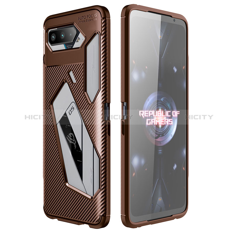 Coque Silicone Housse Etui Gel Serge pour Asus ROG Phone 5 Pro Marron Plus