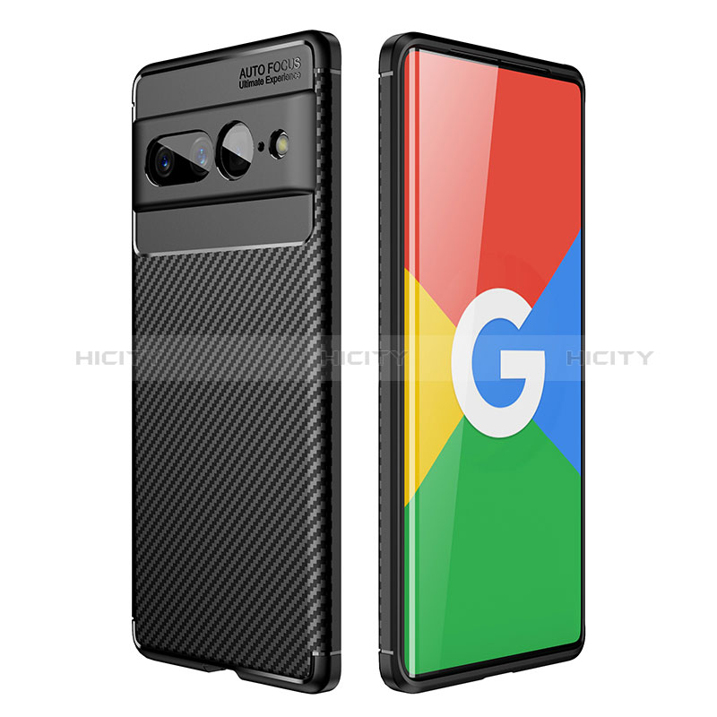 Coque Silicone Housse Etui Gel Serge pour Google Pixel 7 Pro 5G Noir Plus