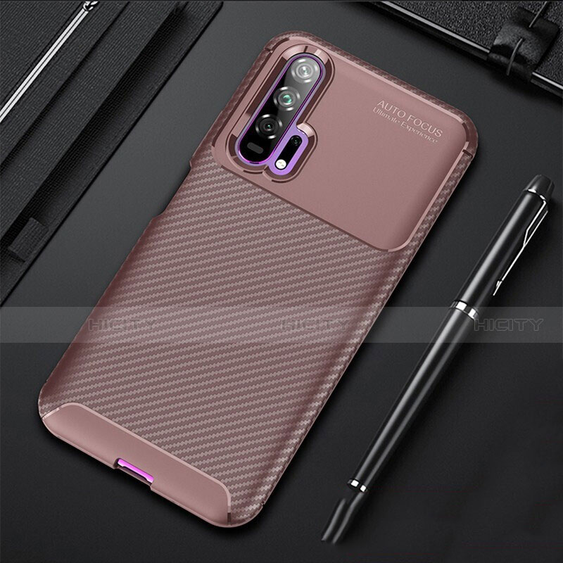 Coque Silicone Housse Etui Gel Serge pour Huawei Honor 20 Pro Marron Plus