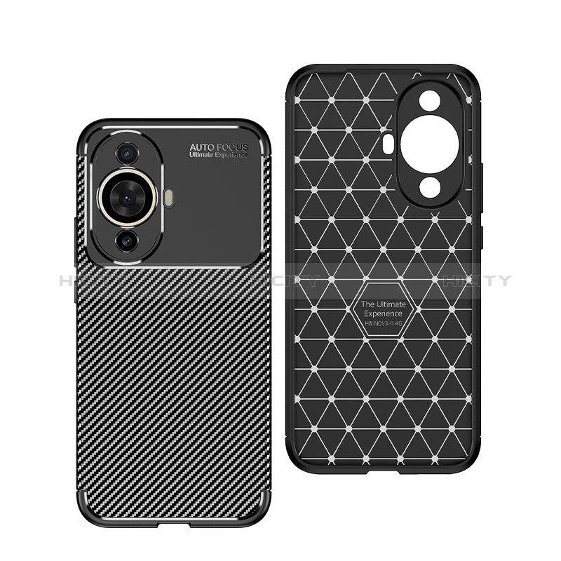 Coque Silicone Housse Etui Gel Serge pour Huawei Nova 11 Noir Plus