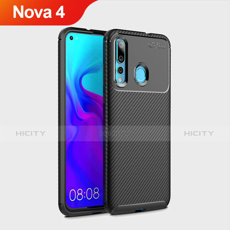 Coque Silicone Housse Etui Gel Serge pour Huawei Nova 4 Noir Plus