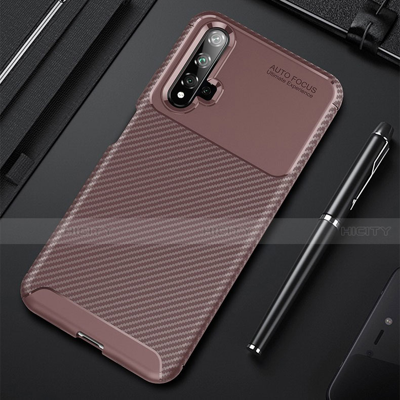 Coque Silicone Housse Etui Gel Serge pour Huawei Nova 5 Marron Plus