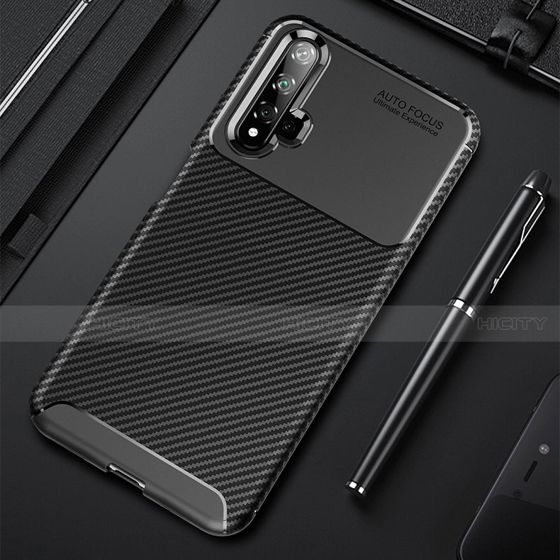 Coque Silicone Housse Etui Gel Serge pour Huawei Nova 5 Noir Plus