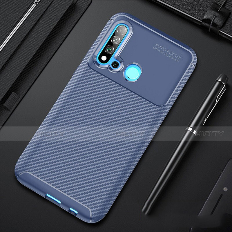 Coque Silicone Housse Etui Gel Serge pour Huawei Nova 5i Bleu Plus