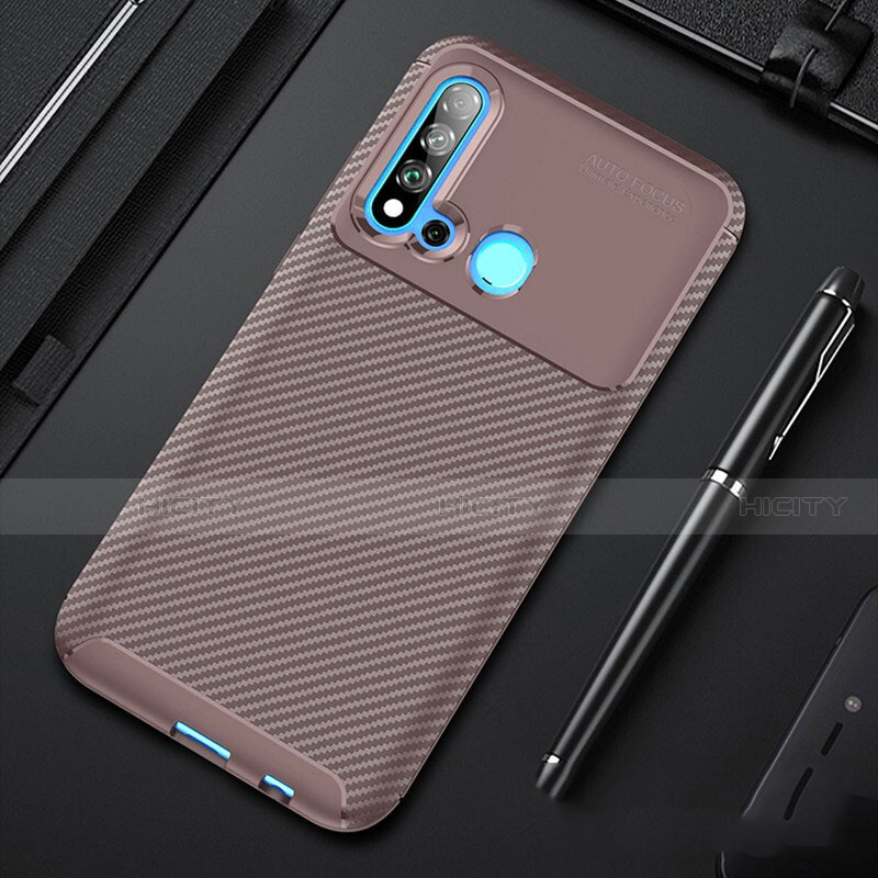 Coque Silicone Housse Etui Gel Serge pour Huawei Nova 5i Marron Plus