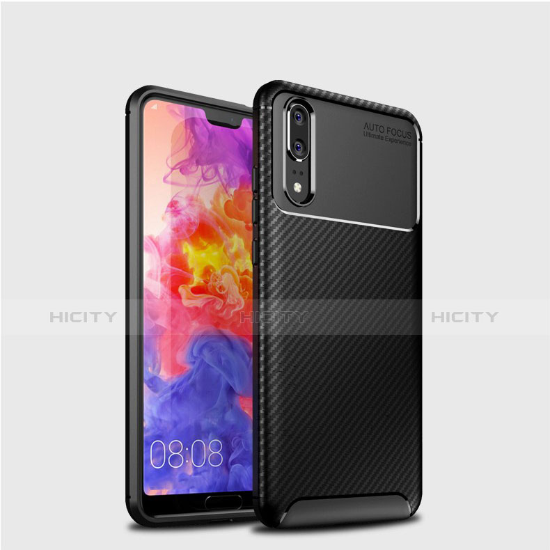 Coque Silicone Housse Etui Gel Serge pour Huawei P20 Noir Plus