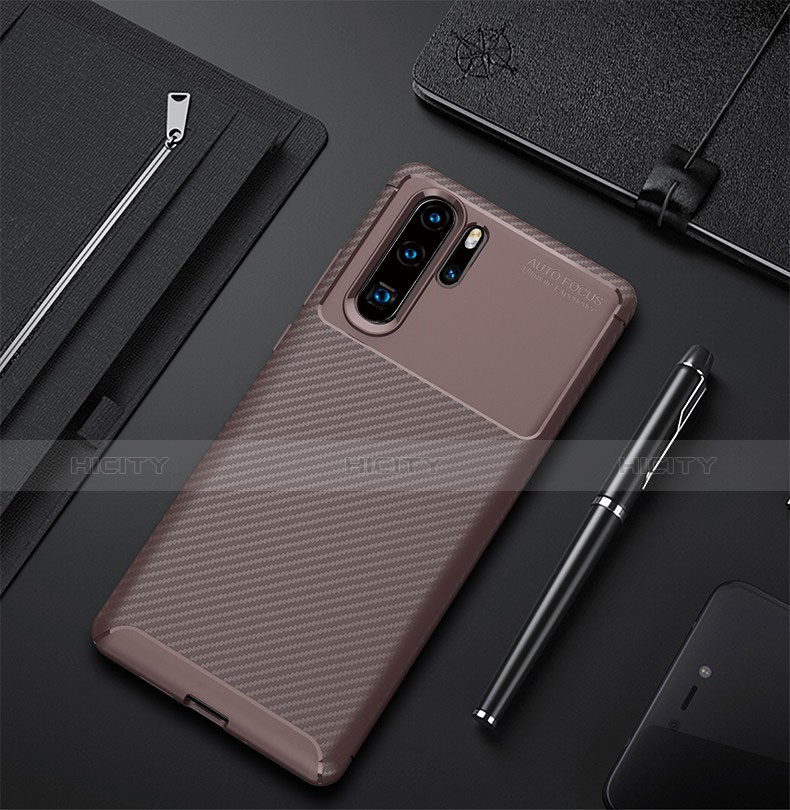 Coque Silicone Housse Etui Gel Serge pour Huawei P30 Pro Marron Plus