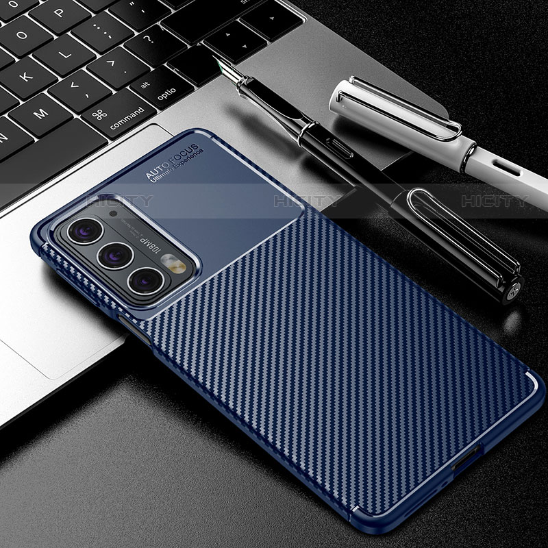 Coque Silicone Housse Etui Gel Serge pour Motorola Moto Edge Lite 5G Bleu Plus