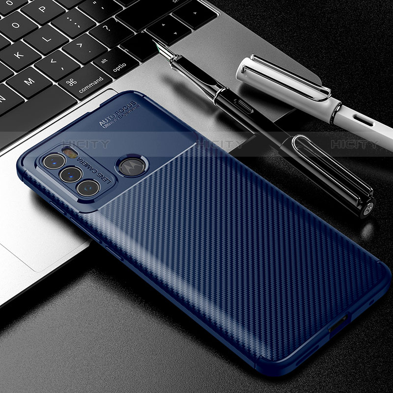 Coque Silicone Housse Etui Gel Serge pour Motorola Moto G40 Fusion Bleu Plus