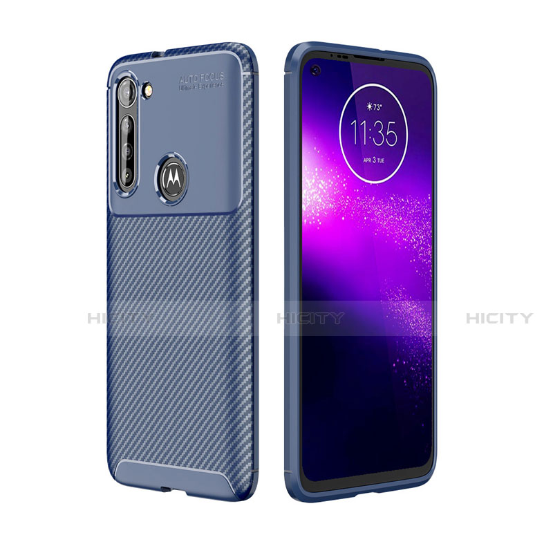 Coque Silicone Housse Etui Gel Serge pour Motorola Moto G8 Power Bleu Plus