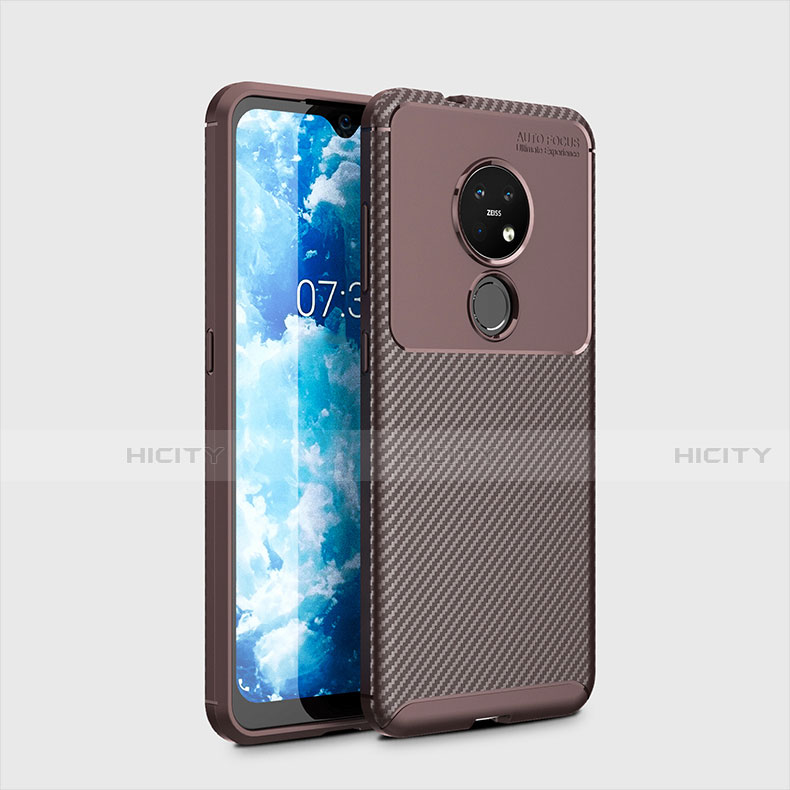 Coque Silicone Housse Etui Gel Serge pour Nokia 7.2 Marron Plus