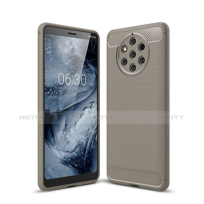 Coque Silicone Housse Etui Gel Serge pour Nokia 9 PureView Gris Plus