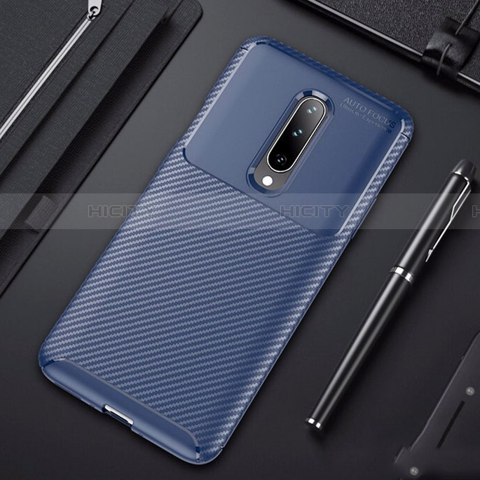 Coque Silicone Housse Etui Gel Serge pour OnePlus 7 Pro Bleu Plus