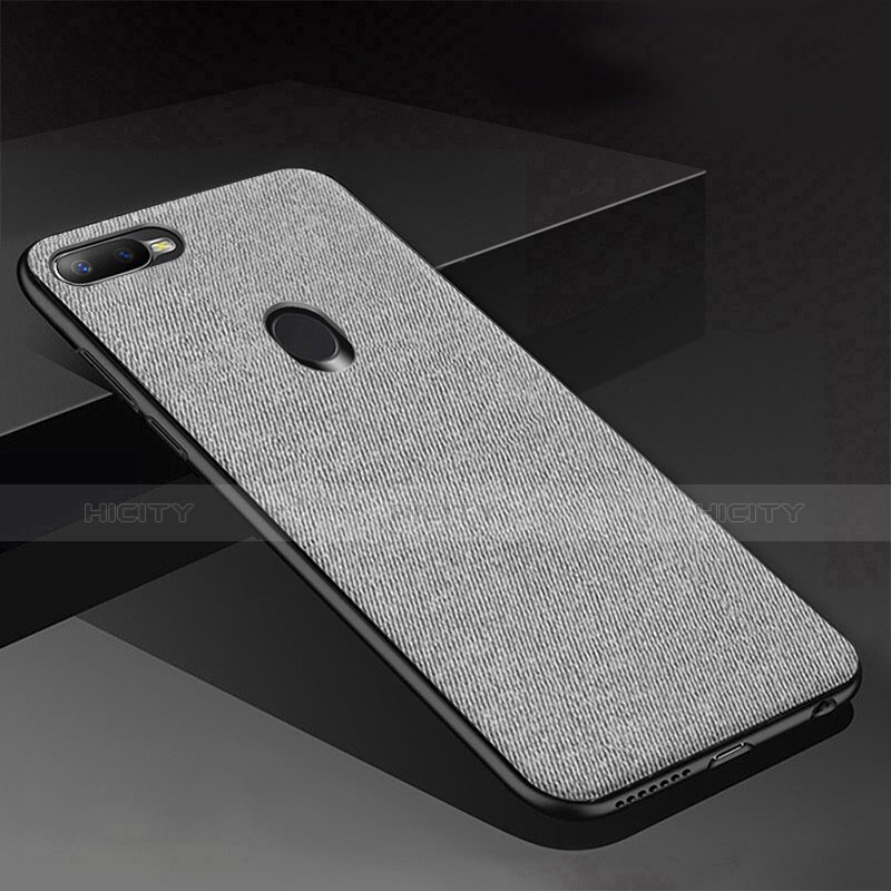 Coque Silicone Housse Etui Gel Serge pour Oppo A7 Gris Plus