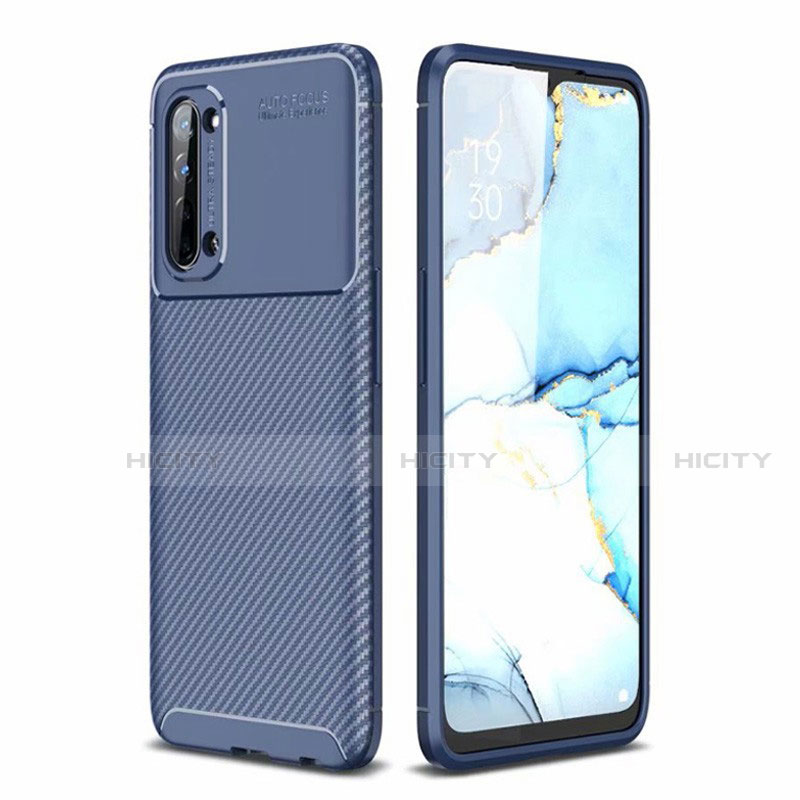 Coque Silicone Housse Etui Gel Serge pour Oppo F15 Bleu Plus