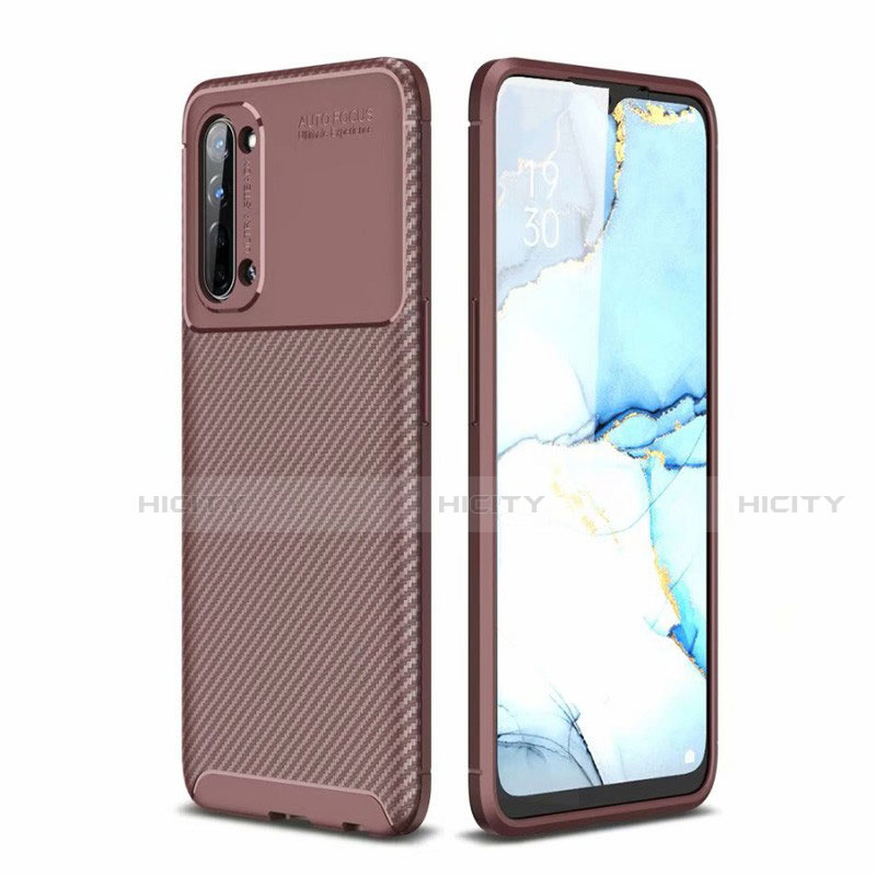 Coque Silicone Housse Etui Gel Serge pour Oppo F15 Marron Plus