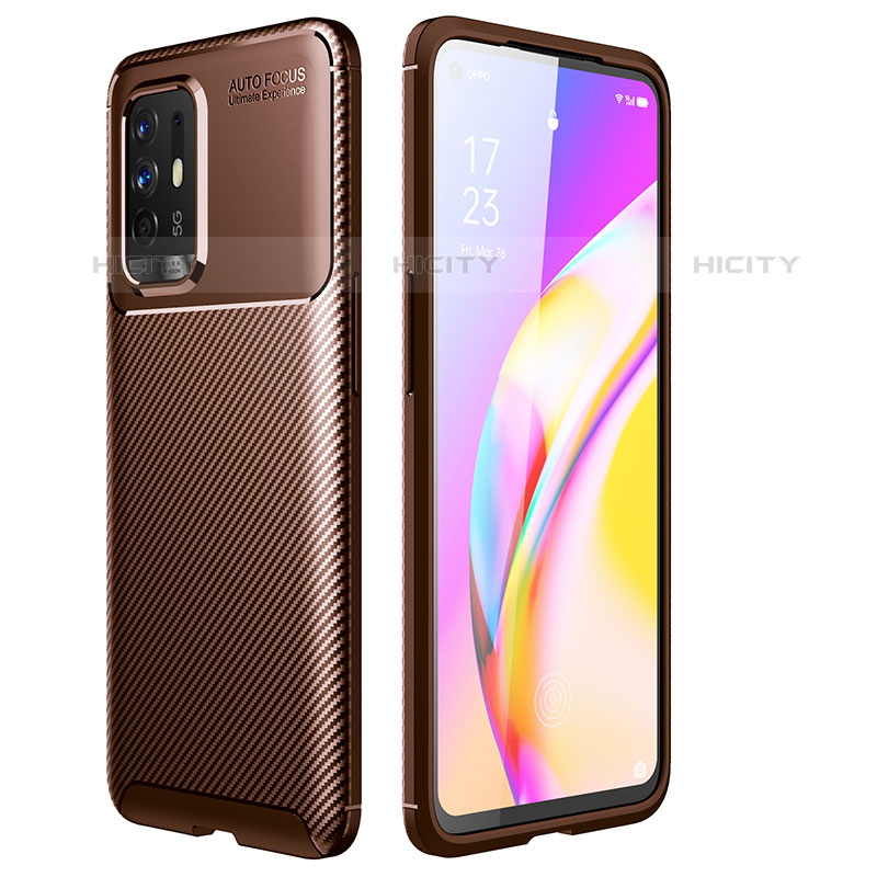 Coque Silicone Housse Etui Gel Serge pour Oppo F19 Pro+ Plus 5G Marron Plus