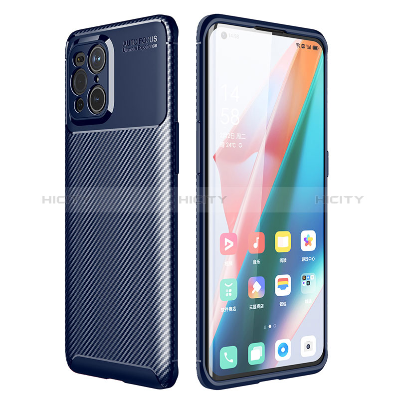 Coque Silicone Housse Etui Gel Serge pour Oppo Find X3 5G Bleu Plus