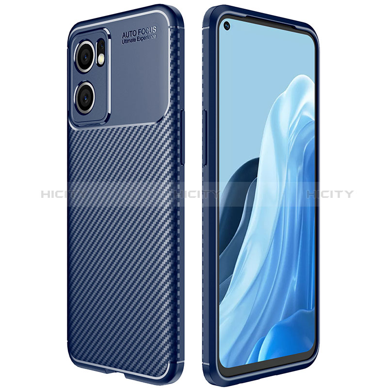 Coque Silicone Housse Etui Gel Serge pour Oppo Find X5 Lite 5G Bleu Plus