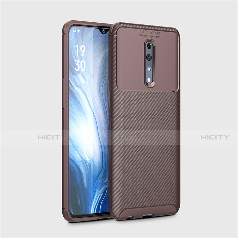 Coque Silicone Housse Etui Gel Serge pour Oppo Reno Z Marron Plus