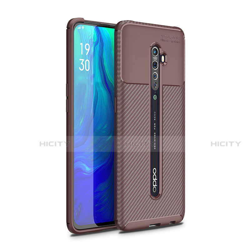 Coque Silicone Housse Etui Gel Serge pour Oppo Reno2 Marron Plus