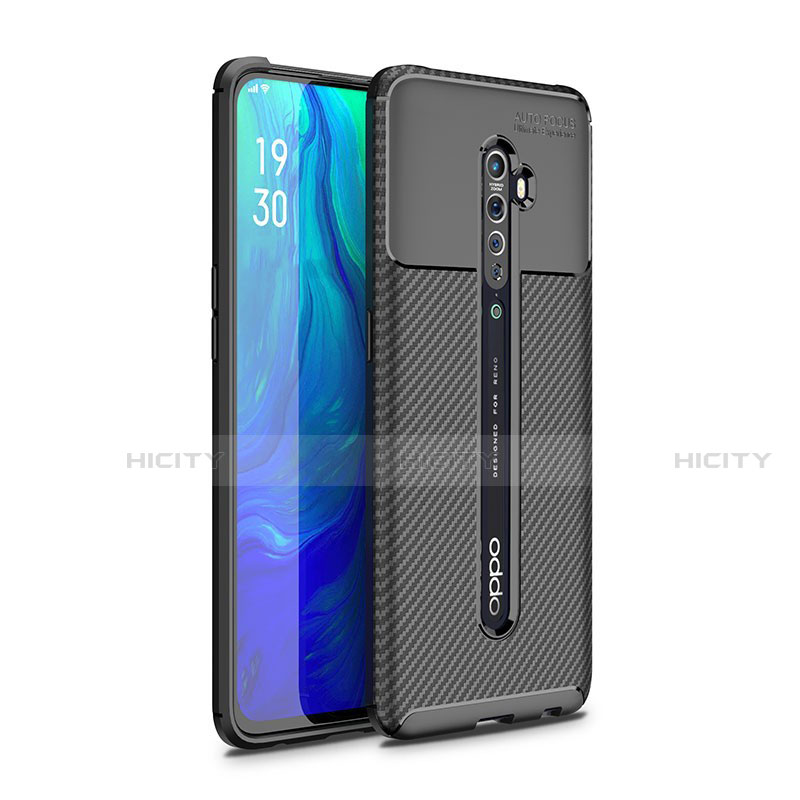 Coque Silicone Housse Etui Gel Serge pour Oppo Reno2 Noir Plus