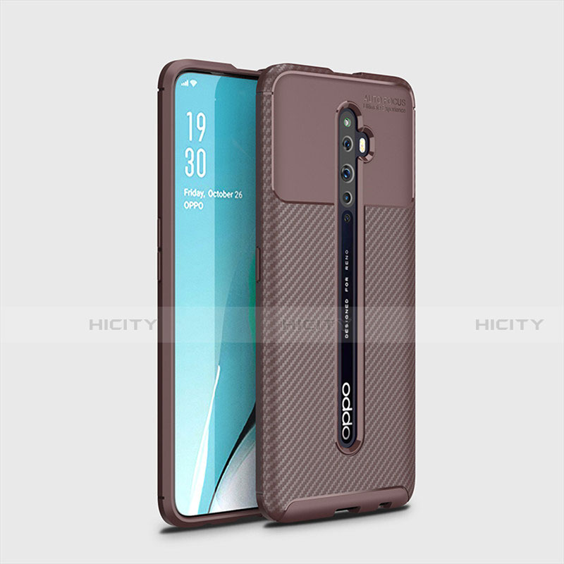 Coque Silicone Housse Etui Gel Serge pour Oppo Reno2 Z Marron Plus