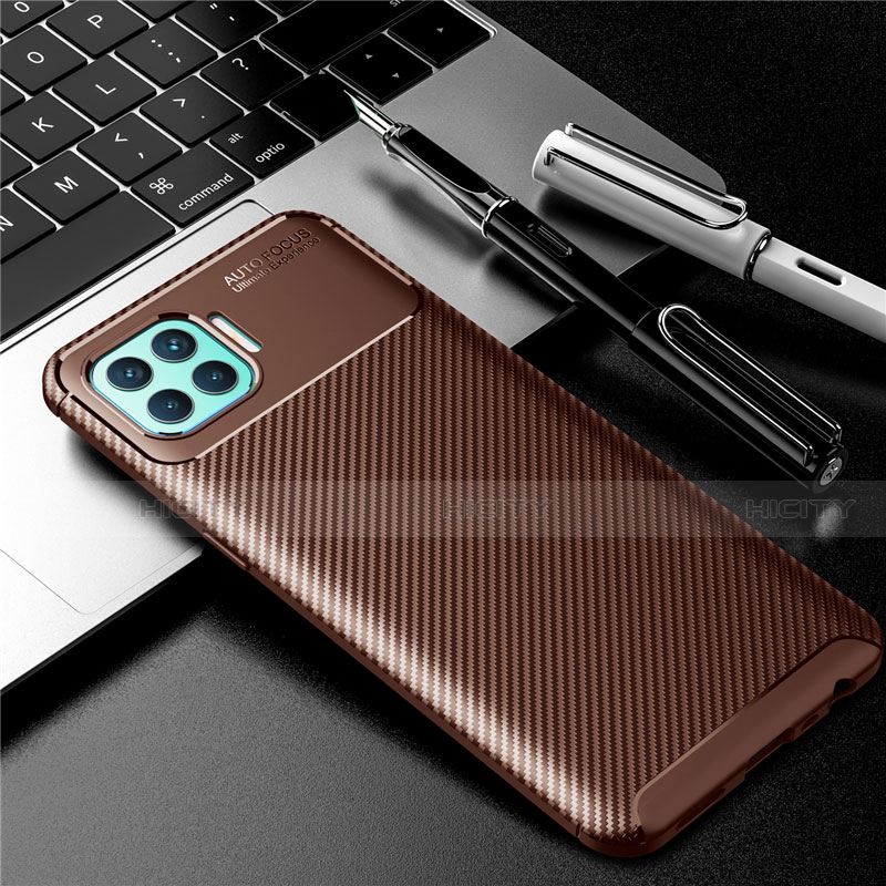 Coque Silicone Housse Etui Gel Serge pour Oppo Reno4 Lite Marron Plus