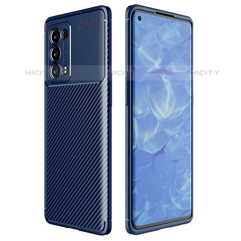 Coque Silicone Housse Etui Gel Serge pour Oppo Reno6 Pro 5G Bleu Plus