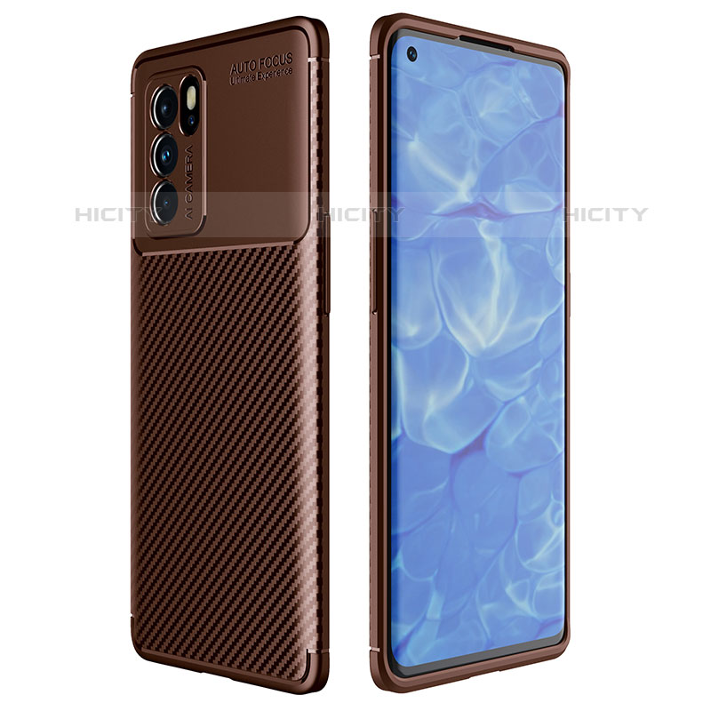 Coque Silicone Housse Etui Gel Serge pour Oppo Reno6 Pro 5G India Marron Plus