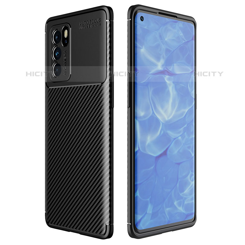 Coque Silicone Housse Etui Gel Serge pour Oppo Reno6 Pro 5G India Noir Plus