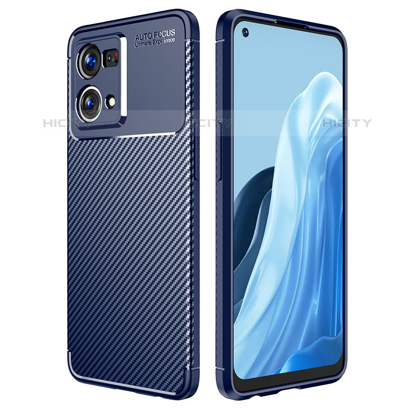 Coque Silicone Housse Etui Gel Serge pour Oppo Reno7 4G Bleu Plus