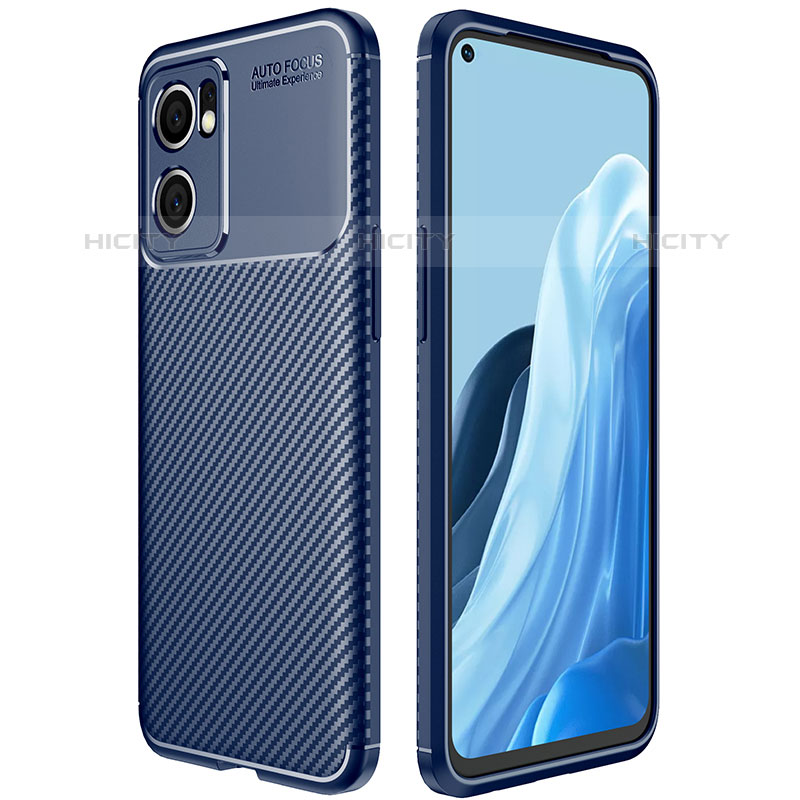 Coque Silicone Housse Etui Gel Serge pour Oppo Reno7 5G Bleu Plus