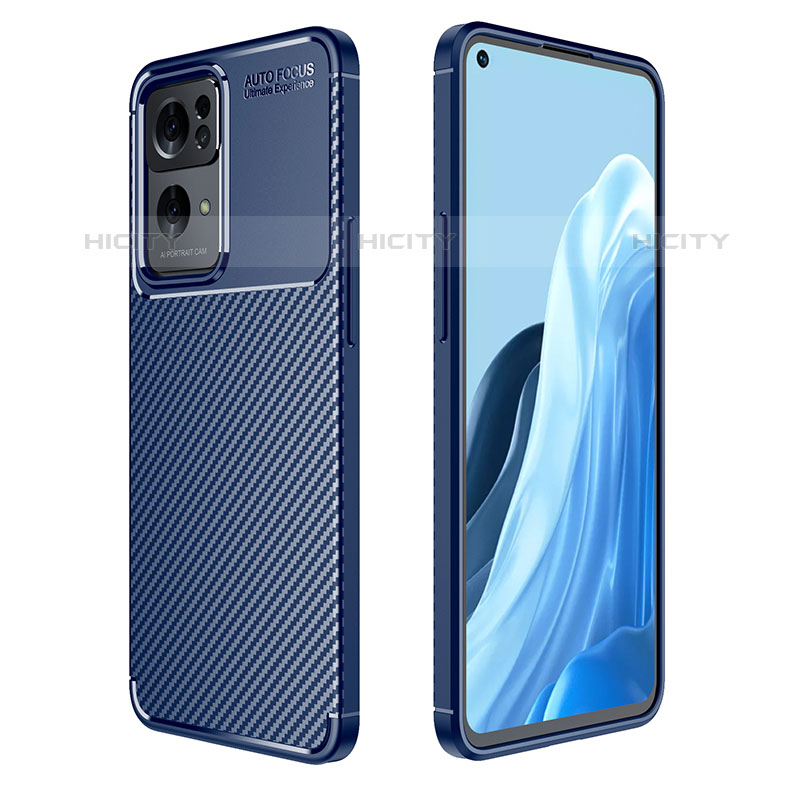 Coque Silicone Housse Etui Gel Serge pour Oppo Reno7 Pro 5G Bleu Plus