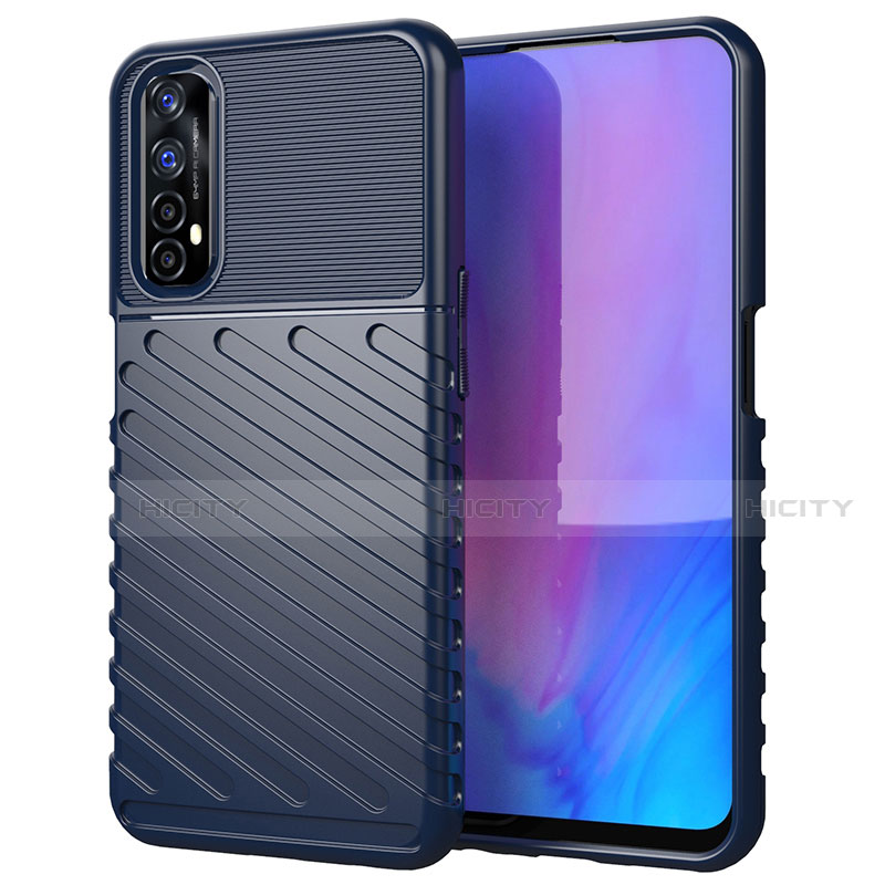 Coque Silicone Housse Etui Gel Serge pour Realme Narzo 20 Pro Bleu Plus