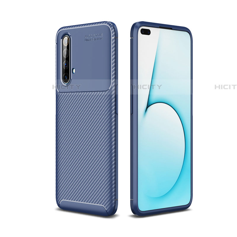 Coque Silicone Housse Etui Gel Serge pour Realme X50t 5G Bleu Plus